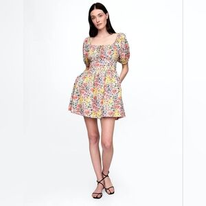 GAP Floral Puff-Sleeve Mini Dress